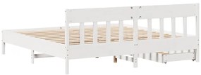 Cama sem colchão 200x200 cm madeira de pinho maciça branco