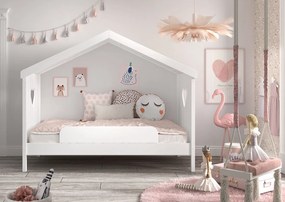 Cama infantil Coleção AMORI House 90x200cm + Estrado + Grade segurança Branca