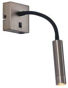 Candeeiro de parede moderno cor de chumbo com USB-C - Gosna Moderno