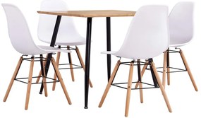 vidaXL 5 pcs conjunto de jantar plástico branco