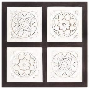 Painel parede esculpido à mão MDF 40x40x1,5 cm castanho/branco