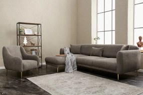 Sofá-Cama de Canto Simena – Cinzento – 266 x 133 cm