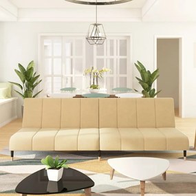 337580 vidaXL Sofá-cama de 2 lugares veludo cor creme