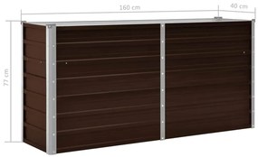 Canteiro elevado de jardim aço galvanizado 160x40x77cm castanho