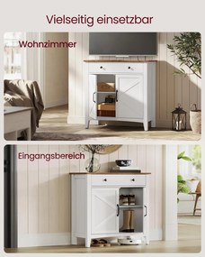 Armário de cozinha 40 x 80 x 80 cm com gavetas e portas em branco nuvem e castanho mel