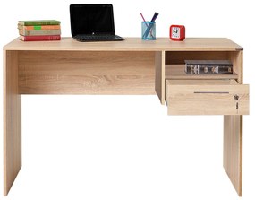 Secretária "Simple" com Gaveta - 120 x 75 x 60 cm - Sonomo e Branco -