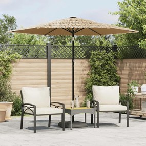 vidaXL Guarda-sol c/ luzes LED e poste de aço 268x268x226 cm castanho