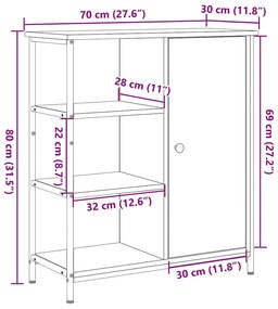 Buffet Madeira Velha 70x30x80 cm Madeira Engenharia