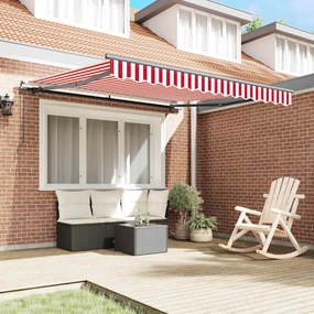 Toldo Retrátil Manual Vermelho e branco 350 x 250 cm