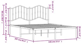 Estrutura de cama com cabeceira 140x200 cm metal preto