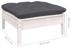 14 pcs conjunto lounge de jardim c/ almofadões pinho branco