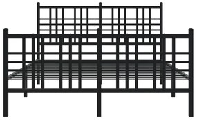 Estrutura de cama com cabeceira e pés 137x190 cm metal preto
