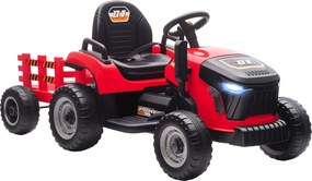 AIYAPLAY Trator Elétrico para Crianças com Reboque Desmontável Bateria 12V Velocidade 3-5 km/h Controle Remoto 2,4G 139x58x55 cm Vermelho | Aosom Portugal