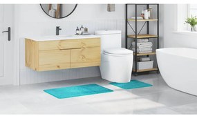 Conjunto de 2 Tapetes de Banho vidaXL Turquesa Polipropileno Antiderra