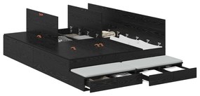 Cama com Arrumação em Carvalho Preto 150x200 cm