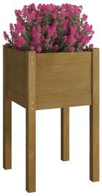 Vaso/floreira de jardim 40x40x70 cm pinho maciço castanho-mel