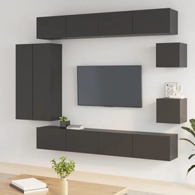 vidaXL Conjunto móveis de TV 8 pcs madeira processada preto
