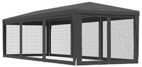 Tenda festas c/ 8 paredes laterais em rede 3x9 m PEAD antracite