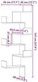 Estante de parede p/ canto derivados de madeira madeira velha