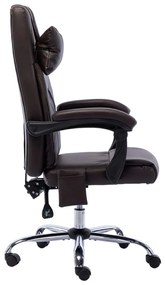 Cadeira escritório c/ função massagem couro artificial castanho