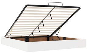 Estrutura de cama otomana com colchão branco couro falso