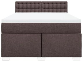 Cama com molas/colchão 160x200 cm tecido castanho-escuro