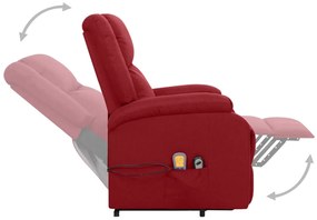 Poltrona elevatória de massagens tecido vermelho tinto