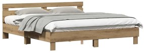 Estrutura da Cama com cabeceira Carvalho Artesanal 180 x 200 cm