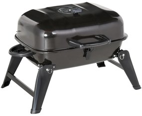 Outsunny Barbecue a Carvão Portátil Barbecue a Carvão de Mesa Compacta para Jardim Exterior Campismo 59x43x39 cm Preto
