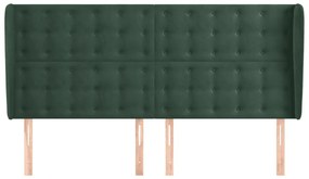 Cabeceira cama c/ abas veludo 163x23x118/128 cm verde-escuro