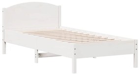 Cama sem colchão 90x200 cm madeira de pinho maciça branco