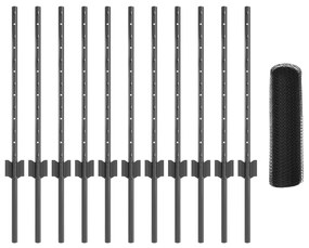 Postes de Cerca vidaXL 11 pcs Canal U Cinza 60 cm Aço