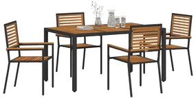 Conjunto de Jantar de Jardim vidaXL 5 Peças Preto de Rattan Poliéster