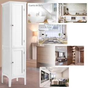 Armário de casa de banho alto com 5 níveis de arrumação estreito 37 x 37 x 160 cm Branco