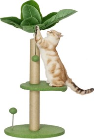 Arranhador para gatos de escalada, altura 83 cm, com arranhador de juta, bolas de brincar e plataformas de pelúcia verde