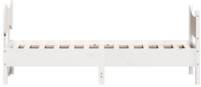 Cama sem colchão 75x190 cm madeira de pinho maciça branco