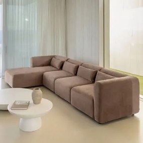 Sofá Modular Fogler Com Chaise Longue Esquerda De 4 Peças Bombazina Camelo Castanho - Sklum