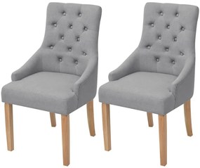 Cadeiras de jantar 2 pcs tecido cinzento-claro