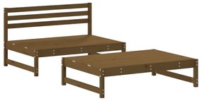 2pcs conj. lounge jardim+almofadões madeira maciça castanho-mel