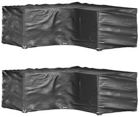 Capas p/ mobília jardim forma de L 2 pcs 16 ilhós 215x215x70 cm