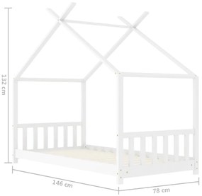 Estrutura de cama para crianças 70x140 cm pinho maciço branco