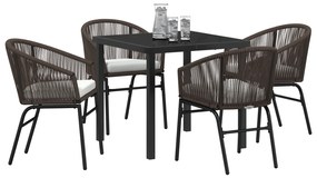 Conjunto de Jantar de Jardim 5 Peças Marrom Rattan PE