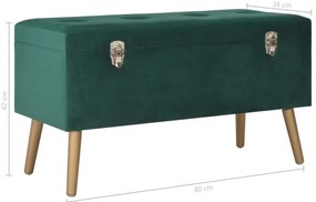 Banco com compartimento de arrumação 80 cm veludo verde