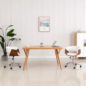 Cadeira jantar giratória madeira curvada/couro arti. branco