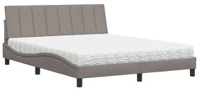 Cama com colchão 160x200 cm tecido castanho-acinzentado