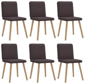 Cadeiras de jantar 6 pcs tecido castanho-escuro