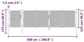 Portão de rede para jardim 500x175 cm aço galvanizado prateado