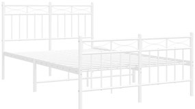 Estrutura de cama com cabeceira e pés 120x200 cm metal branco