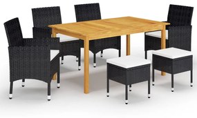 vidaXL 7 pcs conjunto de jantar para jardim preto