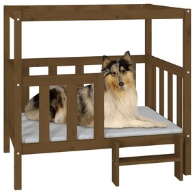 Cama para cães 105,5x83,5x100 cm pinho maciço castanho mel
